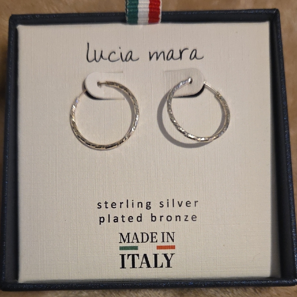 Sterling Silver Textured Hoop Earrings